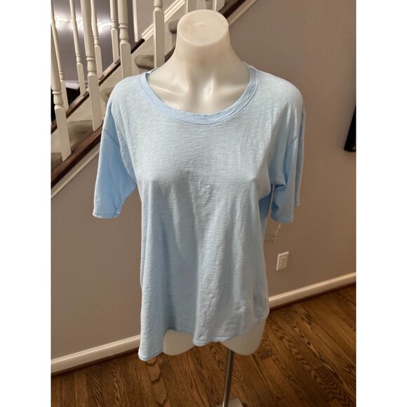 NWT Velvet by Graham & Spencer Short Sleeve Slub Tee Capri Blue Size Large - Picture 2 of 4